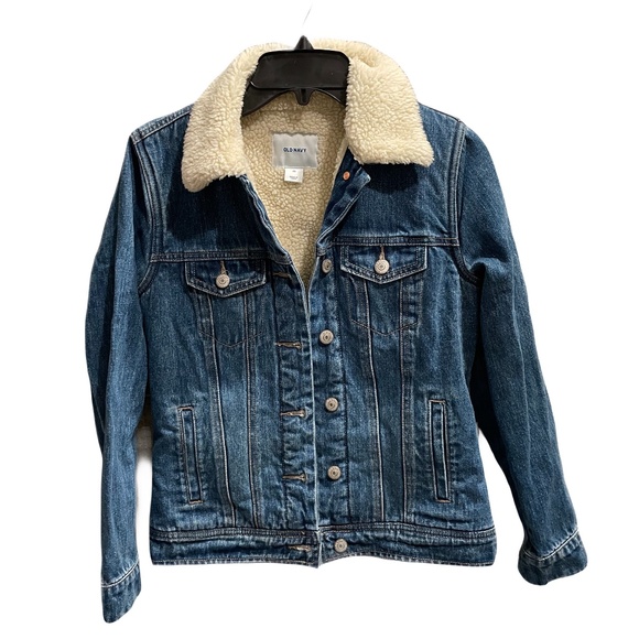 ❤️ OLD NAVY SHERPA TRUCKER DENIM JACKET SIZE XS - Picture 1 of 5